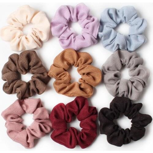 Vintage Scrunchie Autumn Winter Thick Solid Scrunchies Set Elastic Hair Bands Fashion Ponytail Ties Rope Hair Accessories 3Pcs