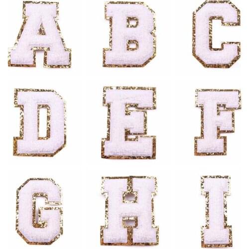 White Sequins Alphabet Letter Patch For T-shirt jeans Iron On Garment Accessories Embroidered Applique Decoration Repair Patches