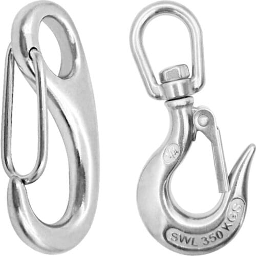 Stainless Steel 304 Spring Snap Casting w/ Eye End 2'' & Snap Swivel Shackle