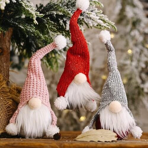 2021 New Year Gift Christmas Santa Claus Knitted hat Dolls Christmas Tree Ornaments Decoration Xmas Toy Exquisite For Home Xmas