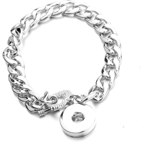 New Snap Jewelry Silver plated Chain Snap Button Bracelet Bangle Fit 20MM 18MM Snap Buttons Jewelry Metal Silver Snap Bracelet