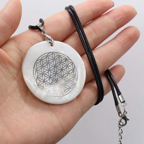 Natural White Shell Necklace Pendants Simple Reiki Heal Round Slice Shell for Trendy Necklace Jewelry Making Women Gift