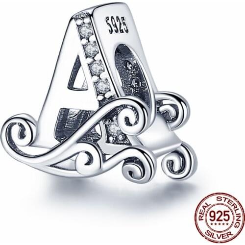 Pandach Real 925 Sterling Silver Letter Alphabet D Charm Bead Fit Original Bracelets Pendant Jewelry Making CMC030-D