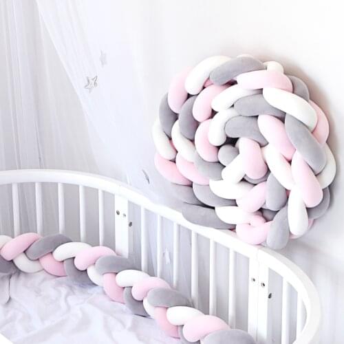 3M Length Knot Pillow Cushion for Boys Girls 3 Braid Baby Cot Bumper Kids Cotton Cradle For Newborn Bumper
