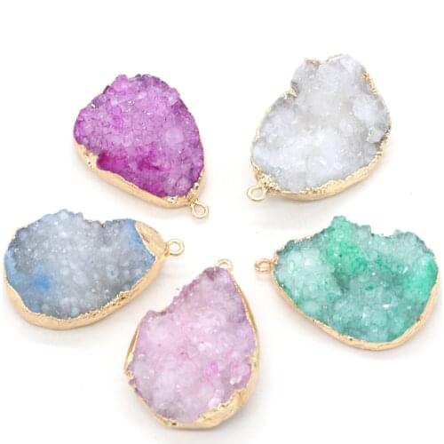 Natural Crystal Stone Pendant Waterdrop Crystal Agates Colorful Crystal Cluster Stone Charms for Jewelry Making Necklace Gift