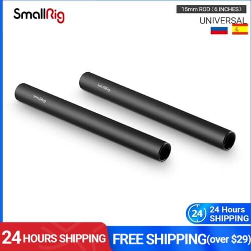 SmallRig 2pcs 15mm Aluminum Alloy Rod(M12-15cm) 6 inch Rail Rod For 15mm Shoulder Support System Rail Rod - 1050