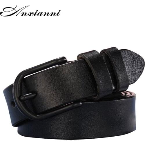 Fashion Design Ladies Womens Pin Buckle Metal Belts for Woman Dresses 2.8cm Genuine Leather Female Accessories