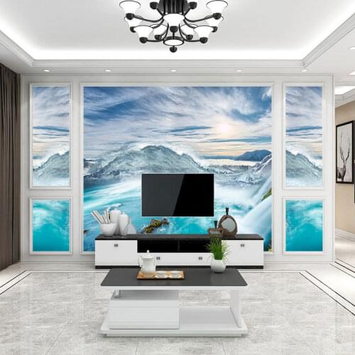 Modern Landscape Mountain Seaside Fantasy World New Tv Background Wall Paper Wall Covering Seamless Mural