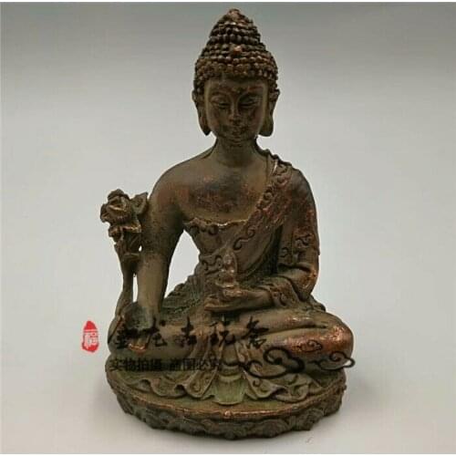 Old Tibet Tibetan Bronze Buddhism pharmacist Buddha statue