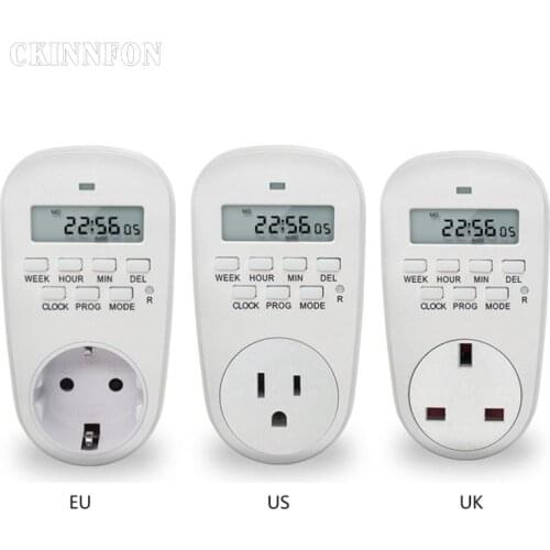 DHL 100 PCS EU US Plug Smart Power Socket Digital Timer Switch Energy Saving Adjustable Programmable Setting of Clock Time