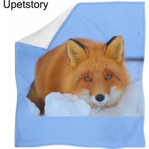 Upetstory Fox Print Cozy Flannel Fleece Sherpa Blanket Floral Bedding Set Warmth Decoration Blankets Bedspread Sofa Cover