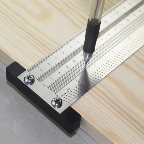 High-precision T Square Hole Scale Ruler Stainless Woodworking Scriber Mark Line X4YE
