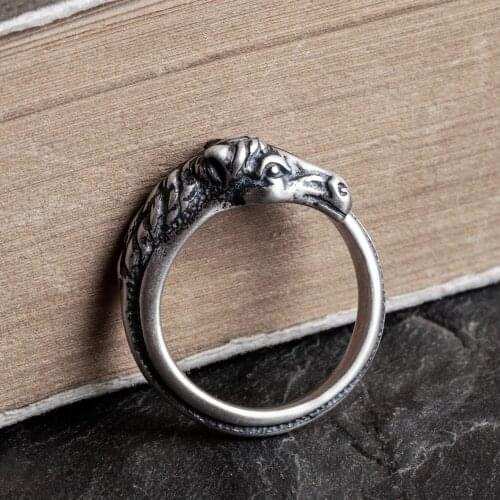 Zavorohin Retro Genuine 925 Sterling Silver Adjustable Ring Horse Head Open Antique Finger Rings Animal Party Jewelry