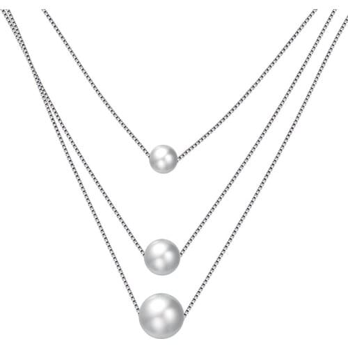 ZEMIOR Shell Pearl Necklaces For Women Real 925 Sterling Silver Three Layers Chains Pendant Necklaces Female Luxury Jewelry