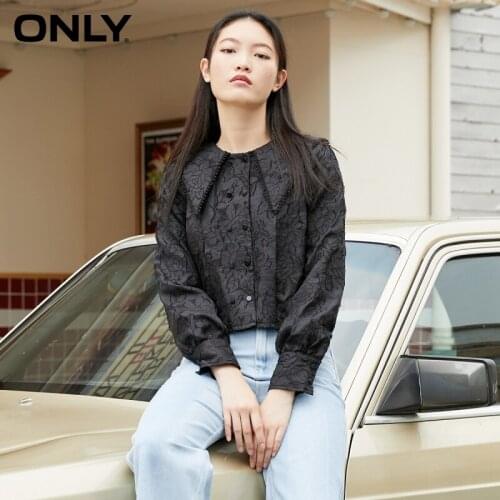 ONLY summer new retro doll collar slim long-sleeved plaid shirt women | 120405024
