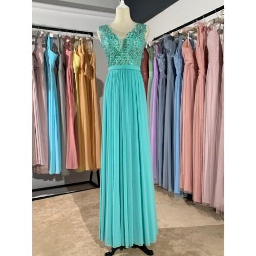 2021 new different color Bronzing lace flower long Beading light green luckgirls Ruched Customizable fashion prom dress