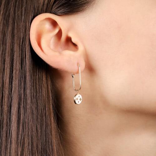 Luis Pendulum Gold Earring Enamel 14 Gauge Custom Design Two Sided Handy Custom Craftsmanship Gift Gold Earrings Design On