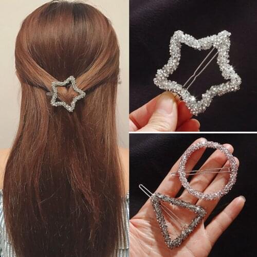 1PCS Geometric Hair Clip Glitter Rhinestone Hair Barrette Rhinestone Bobby Pin Crystal Hair Clip Headwear Hair Accessories
