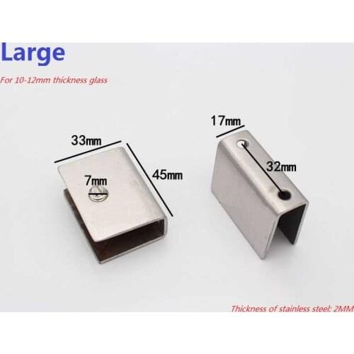 10PCS/LOT Square Design Large Stainless Steel 10-12mm Glass Shelf Brackets Clamps Clips Support With Screws 4sizes