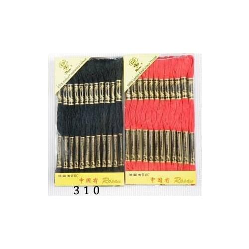 100% cotton six strand floss thread RS Rosace 310, equal DMC 310, 8m/piece, 12pcs/box, Black color