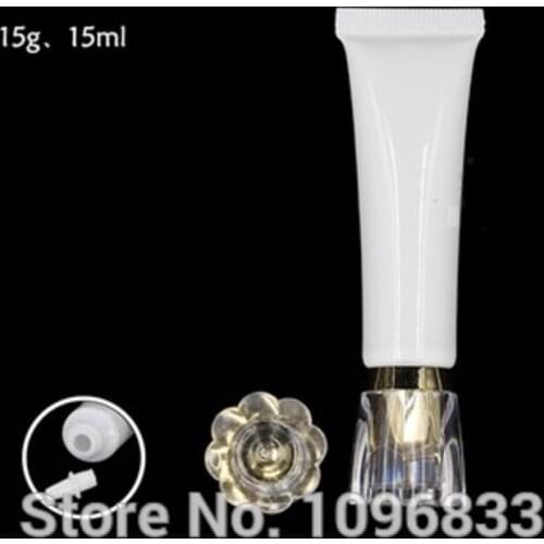 15G 15ML White Soft Tube with Acrylic Flower Cap, Medical or Cosmetic Cream Packing Tubes, Empty Plastic Soft Bottles100pc/Lot