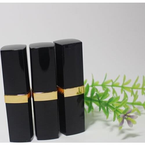 500pcs Black lipstick tube high quality DIY beeswax lip balm tube with golden colour lipstick gloss tube with golden ring