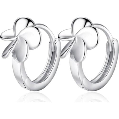 925 Sterling Silver Piercing Flower Korean Hoop Earring For Women Party Wedding Earing Jewelry eh1327