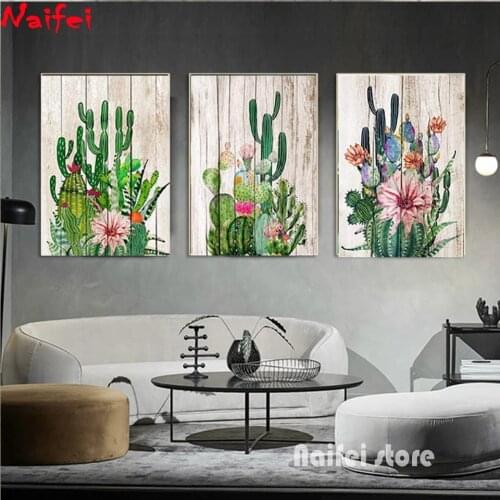 Diamond Painting "Cactus Flower" Full Square/Round Diamond 5D DIY Diamond Embroidery Succulents Cross Stitch Kit Home Decoration
