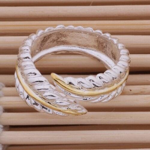 AR264 Fashion Jewelry Silver Color Gifts Popular Rings For Women Two Color Feathers /alwajdda Bcoajtva