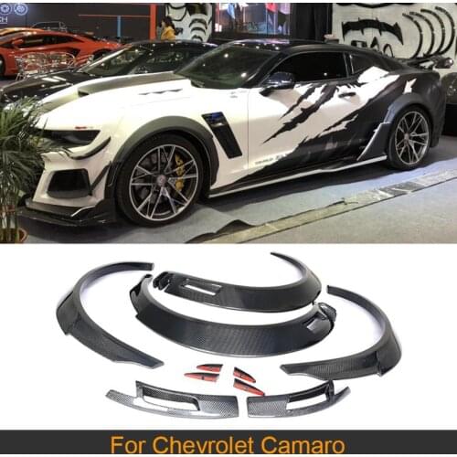 For Chevrolet Camaro Carbon Fiber Car Wheel Arch Side Fender Flares Cover Mudguards trims 2016 - 2019 Car Sticker Spoiler