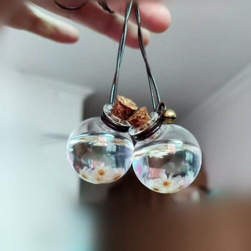 Car Air Freshener With Flower Auto Ornament Perfume Pendant Storage Bottle 1 Pcs