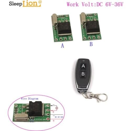 Sleeplion 6V-36V 9V 12V 24V Button Wireless Switch Micro Module LED Light Controller Mini Relay Remote Control Switch 6V-36V