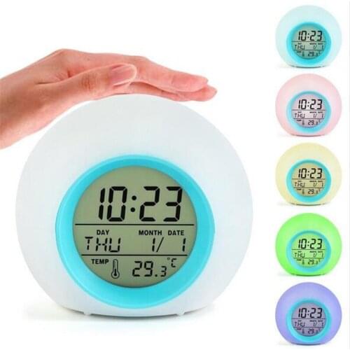 Alarm Clock Seven Kinds Colorful Digital Clock Backlight ABS LED Clock