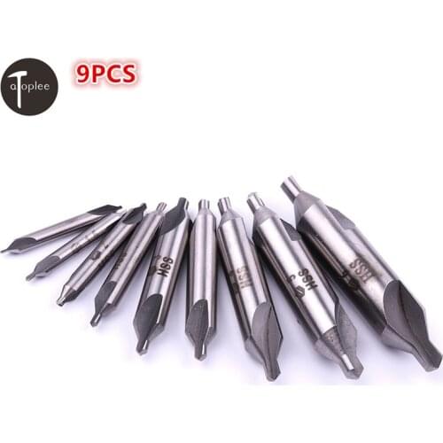 9PCS/set 1-6mm Center Drill HSS 2 edges Reaming Drill Center Drill Bit For Hole Machining Reduces Error 9 Sizes
