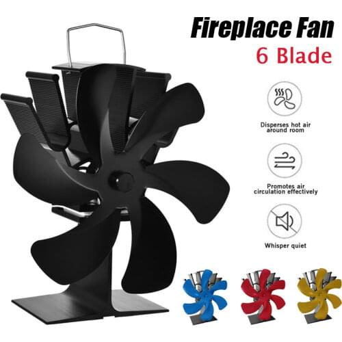 Black Fireplace Fan 6 Blade Heat Powered Stove Fan Log Wood Burner Eco Friendly Quiet chimenea Fan Home Efficient Heat Distribut