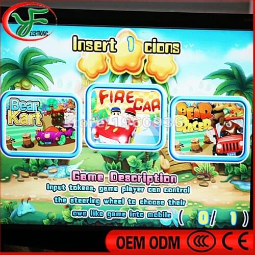 Childrens game machine racing game PCB board 31 in 1 multi games with steering wheel wiring harness vga output for LCD