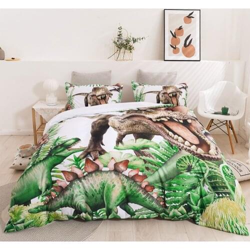 Kids Duvet Cover Set Twin Size Animals DinosaurBedding Set Sports Games Comforter Cover for Boys Girl Children Living Room Dec