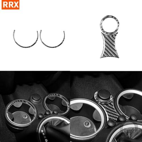 For Mini Cooper Hardtop R56 Clubman R55 Convertible R57 Carbon Fiber Stickers Water Cup Holder Cigarette Lighter Car Accessories