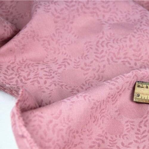 Double Layer 100% Cotton Retro Eosine Pink Dobby Sunflower Leave Fabric for Spring DIY Apparel Handwork Dress Blouse Craft Shirt
