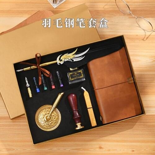 European Retro Feather Pen Wax Seal Personality Originality Student Water Staining Dip Pen Quill Pen
