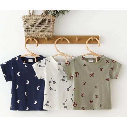 Baby Boys T Shirt Summer Kids Tops Cotton Clothing Short Sleeves Summer Newborn Clothes Print High Quality 100% Cotton Boys Tee