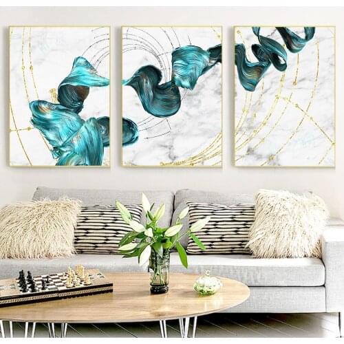 Blue Ribbon Abstract Line Geometric Picture Nordic Modern Art Light Luxury Decor Canvas Painting Home Decor Living Room Poster