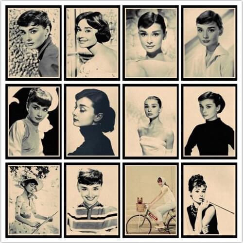 Perfect JL Audrey Hepburn Vintage Posters For Home/Bar/Living Decor kraft Paper high quality poster wall sticker HBHB01