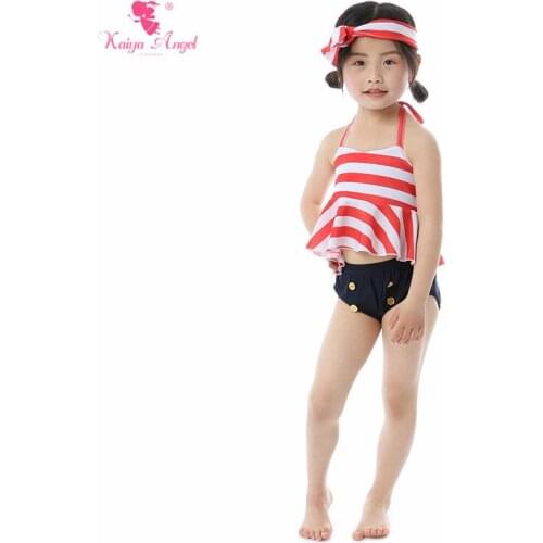 Kaiya Angel New Baby Girl Swimwear Summer Kid Swimsuit Beach Striped Shorts Simple Style Belt 5pcs/lot All Size Factory Wholesal