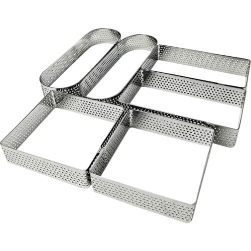 Oval Rectangle Square Tart Rings,Cornered Perforated Tart Ring Quiche Cake Ring Mold Tart Pan Pie Tart Ring with Hole