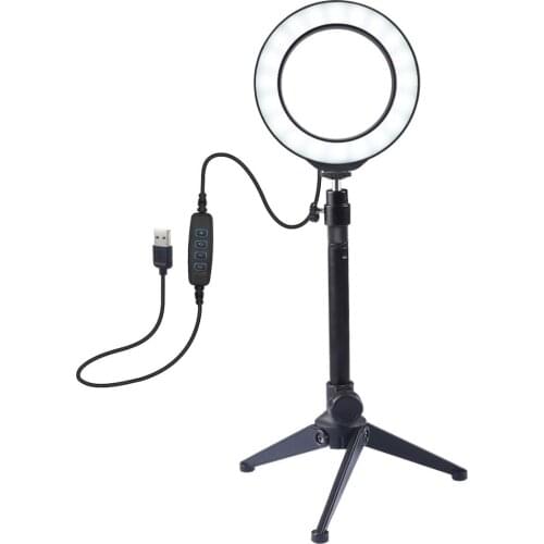 3 Modes Dimmable ring light USB LED Selfie Ring light Photography photo studio Desktop shooting Light Telescopic Tripod