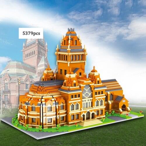 Harvard University DIY Building Block Toy City Street Massachusetts Institute of Technology 3D Building Model Diamond Brick Toy