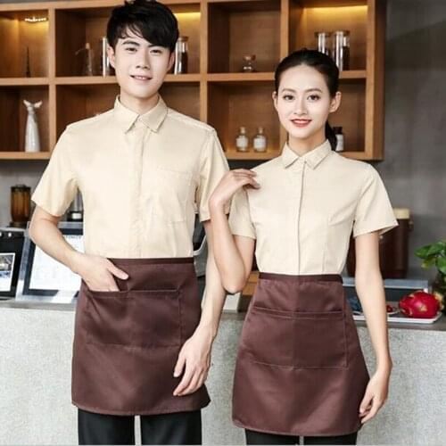 Hot Pot Shop Waitress Overalls Short Sleeve Cafe Dining Shirt Uniform Fast Food Shops Restaurant Waiter Jacket Work Wear H2285