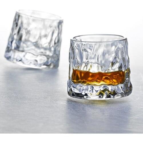 Creative Release Pressure Toys Funny Wineglass Thick Crystal Whiskey Tumbler Glass Spin Top Glass Whisky XO Brandy Chivas Cup