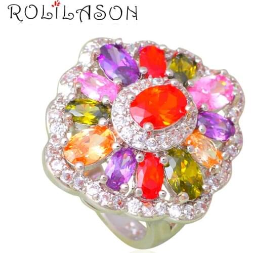 Summer Jewelry for Ladies Shining Color Zirconia silver color Stamped Excellent Rings USA Size #6#7#8#9#10 JR2121